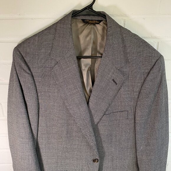 VINTAGE Brooks Brothers Suit Jacket Sport Coat Blazer Black Gray 44S Short NICE! - Picture 1 of 5